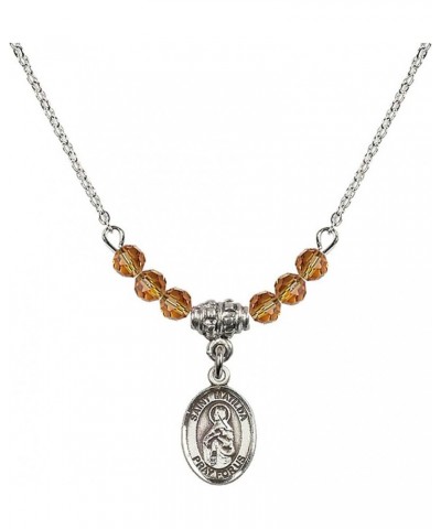 November Birth Month Bead Necklace with Catholic Patron Saint Petite Charm, 18 Inch Saint Matilda $32.44 Necklaces