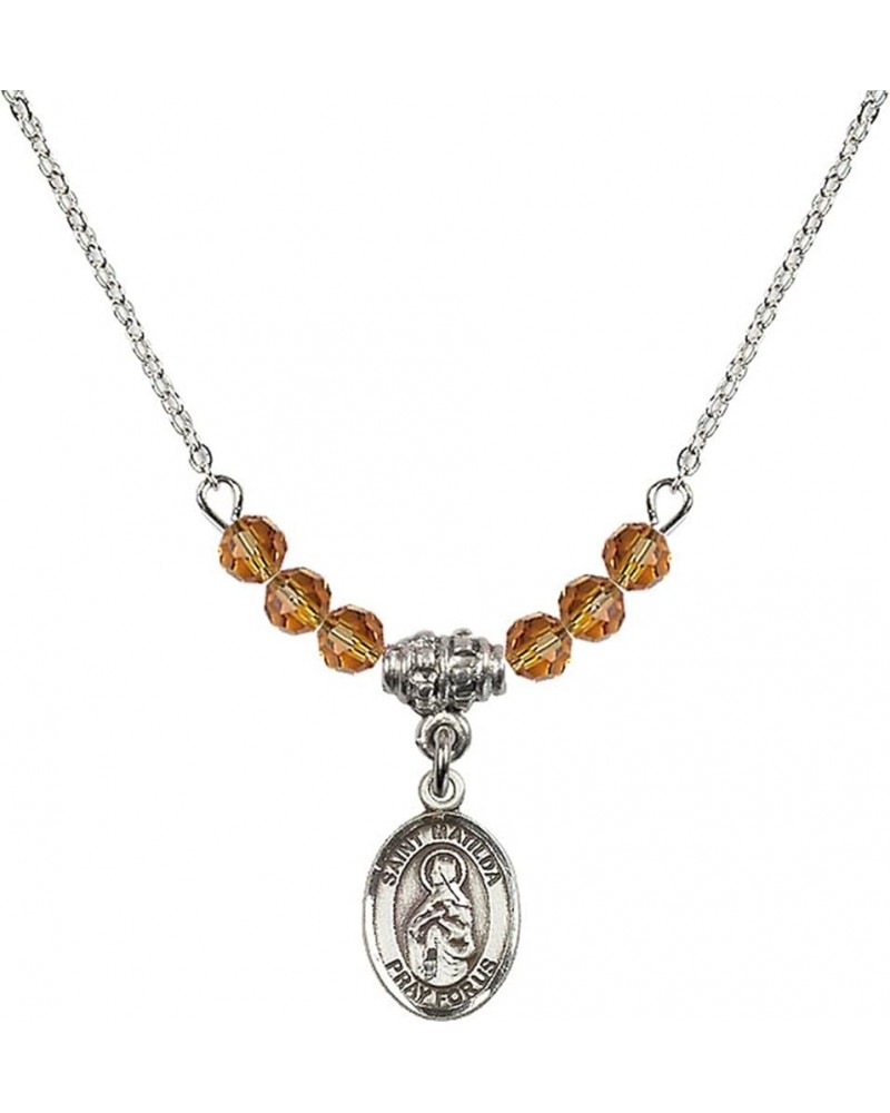 November Birth Month Bead Necklace with Catholic Patron Saint Petite Charm, 18 Inch Saint Matilda $32.44 Necklaces