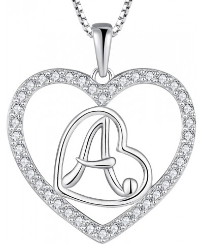 Initial Necklace 925 Sterling Silver Double Love Heart Letter Pendant A-Z Alphabet Necklace for Women Letter-A $36.91 Necklaces