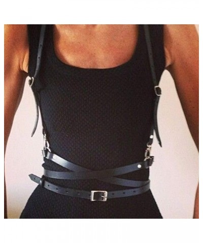 Sexy Leather Rave Waist Body Chain Black Anti-Slip Leg Belt Leather Rave Thigh Chain Queen Belly Body Accessorices for Women ...