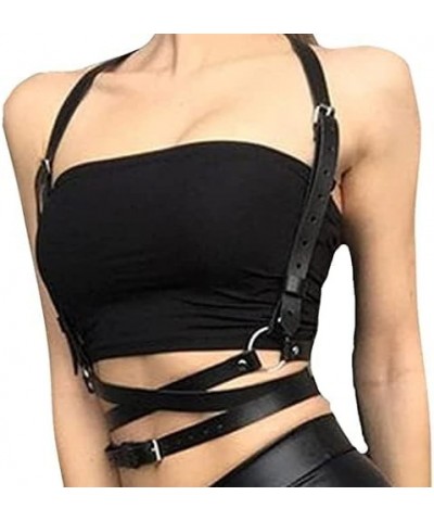 Sexy Leather Rave Waist Body Chain Black Anti-Slip Leg Belt Leather Rave Thigh Chain Queen Belly Body Accessorices for Women ...