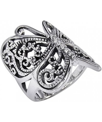 Mimi 925 Sterling Silver Large Victorian Butterfly Ring Size 6, 7, 8, 9, 10 $18.15 Rings