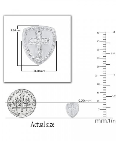 0.04 Carat (ctw) Round Diamond Knight Shield with Faith Cross Shaped Screwback Stud Earrings for Women | Available in 10K/14K...