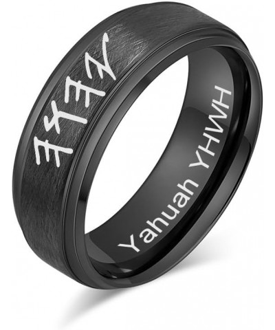 SHNIAN Judaism Hebrew Religious Rings Brushed Tungsten Carbide Black/Silver/Gold Plated Ring Statement Band Rings for Men Fre...