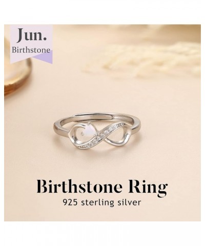 925 Sterling Silver Birthstone Rings 18K White Gold Plated Comfort-fit Adjustable Rings Cubic Zirconia Infinity Rings Valenti...