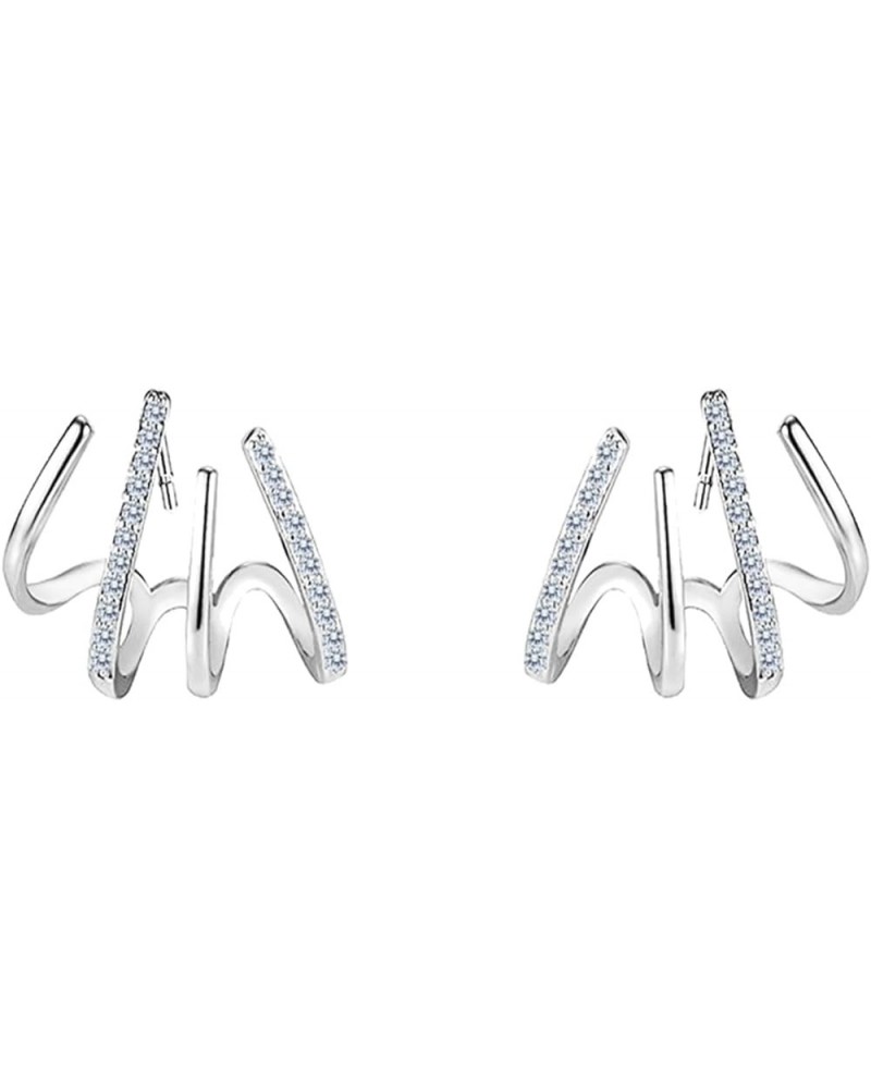 Claw Earring Cuff for Women,Zircon Needle Ear Cuffs Stud Earrings Minimalist Ear Wrap Piercing Earrings for Girls Silver $8.6...