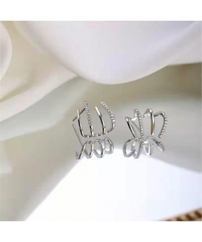 Claw Earring Cuff for Women,Zircon Needle Ear Cuffs Stud Earrings Minimalist Ear Wrap Piercing Earrings for Girls Silver $8.6...