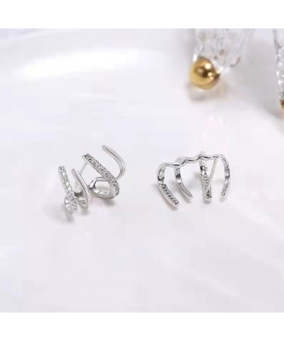 Claw Earring Cuff for Women,Zircon Needle Ear Cuffs Stud Earrings Minimalist Ear Wrap Piercing Earrings for Girls Silver $8.6...