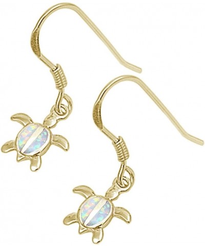 Lab Created Opal Turtle .925 Sterling Silver Earrings COLORS AVAILABLE Yellow Gold Plated Created White Opal $10.39 Earrings