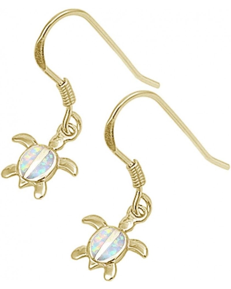 Lab Created Opal Turtle .925 Sterling Silver Earrings COLORS AVAILABLE Yellow Gold Plated Created White Opal $10.39 Earrings