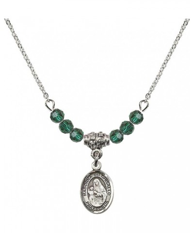 May Birth Month Bead Necklace with Catholic Patron Saint Petite Charm, 18 Inch Madonna del Ghisallo $32.51 Necklaces