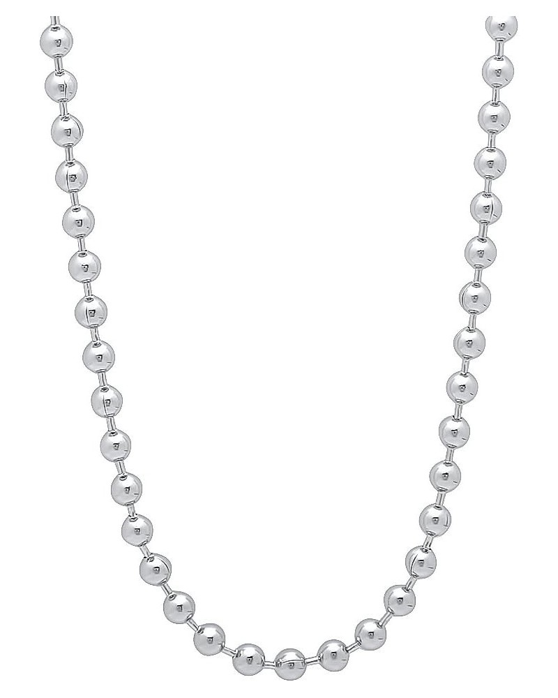 3.3mm Rhodium Plated Ball Military Bead Chain Necklace 18.0 Inches $25.19 Necklaces