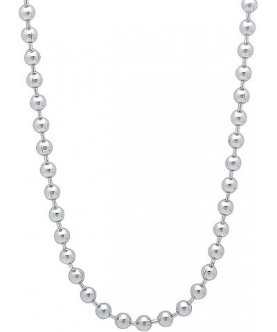 3.3mm Rhodium Plated Ball Military Bead Chain Necklace 18.0 Inches $25.19 Necklaces