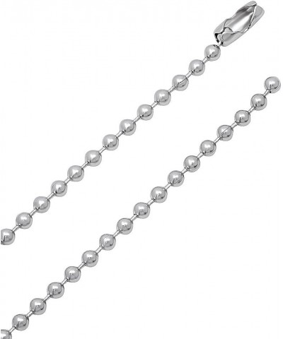 3.3mm Rhodium Plated Ball Military Bead Chain Necklace 18.0 Inches $25.19 Necklaces