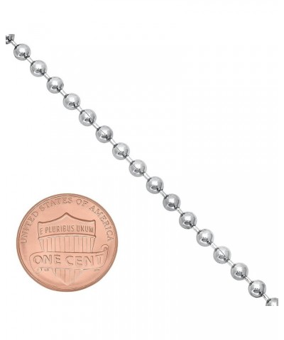 3.3mm Rhodium Plated Ball Military Bead Chain Necklace 18.0 Inches $25.19 Necklaces