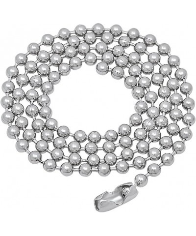 3.3mm Rhodium Plated Ball Military Bead Chain Necklace 18.0 Inches $25.19 Necklaces