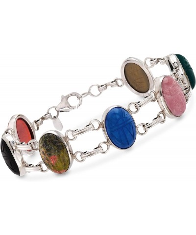 Multi-Gemstone Scarab Bracelet in Sterling Silver. 7 inches $50.84 Bracelets