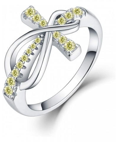 925 Sterling Silver Cubic Zirconia Cross Infinity Ring November,citrine Color $27.30 Rings