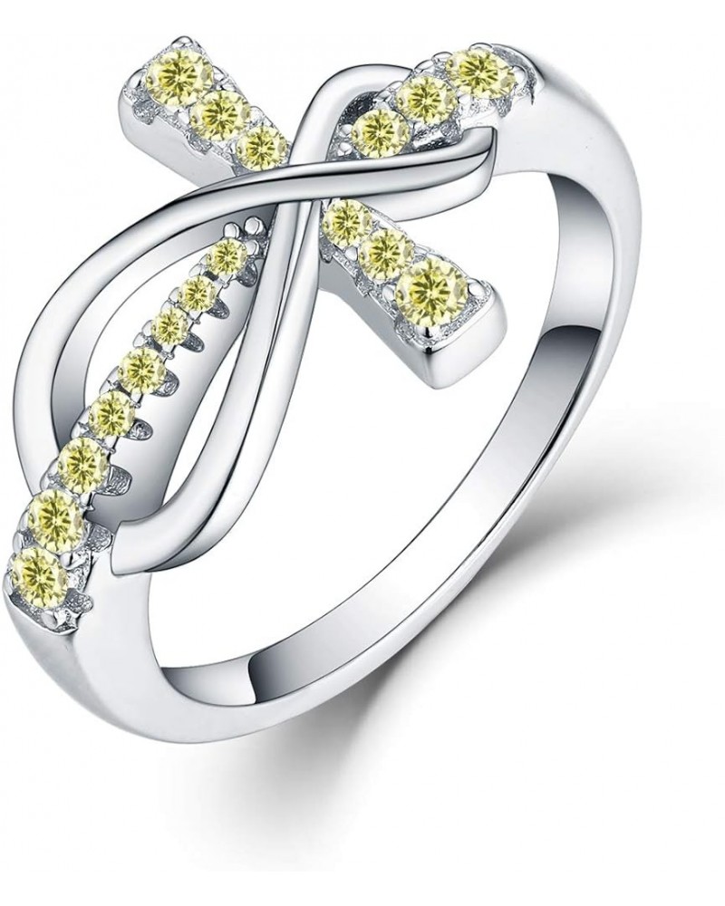 925 Sterling Silver Cubic Zirconia Cross Infinity Ring November,citrine Color $27.30 Rings