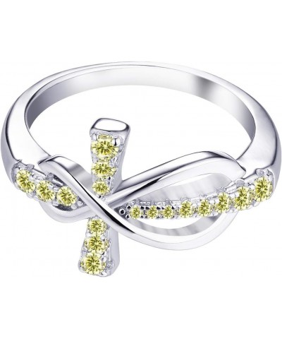 925 Sterling Silver Cubic Zirconia Cross Infinity Ring November,citrine Color $27.30 Rings