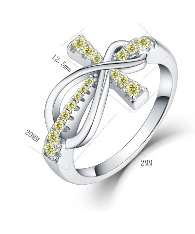 925 Sterling Silver Cubic Zirconia Cross Infinity Ring November,citrine Color $27.30 Rings