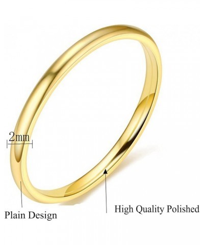 2mm Stainless Steel Classical Plain Stacking Band Statement Wedding Promise Ring For Women Girls Gold $6.55 Rings