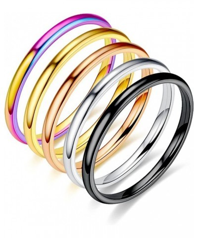 2mm Stainless Steel Classical Plain Stacking Band Statement Wedding Promise Ring For Women Girls Gold $6.55 Rings