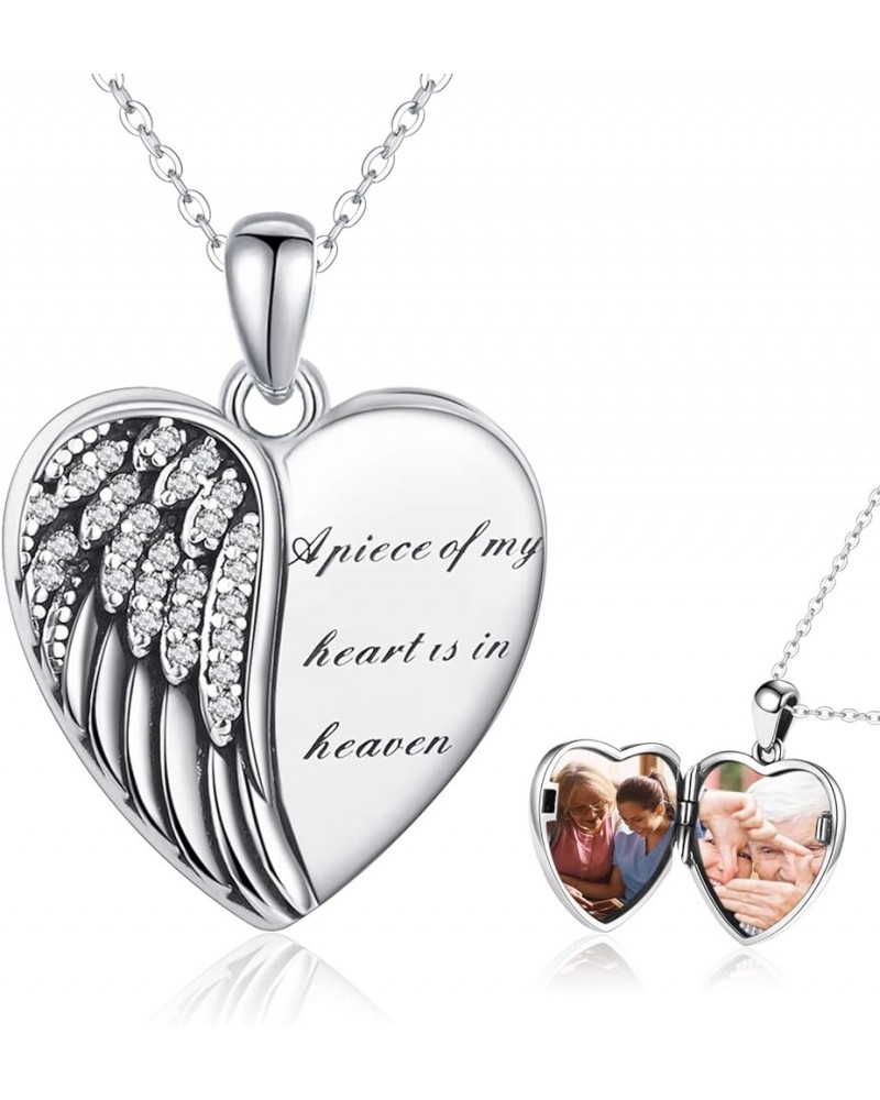 Heart Pendant Locket Necklace 925 Sterling Silver Personalized Locket Necklace That Holds Pictures Photo Memorial Memory Jewe...