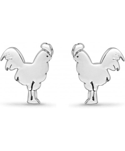 Jewelry Sterling Silver Chicken Rooster Farm Animal Stud Earrings $10.75 Earrings