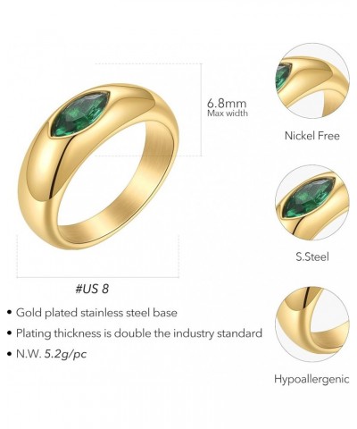 Colorful Stone Ring Stainless Steel Gold Plated Zirconia Crystal Eye Finger Rings for Women Size US 6/7/8 R214128GR-8 $9.84 R...