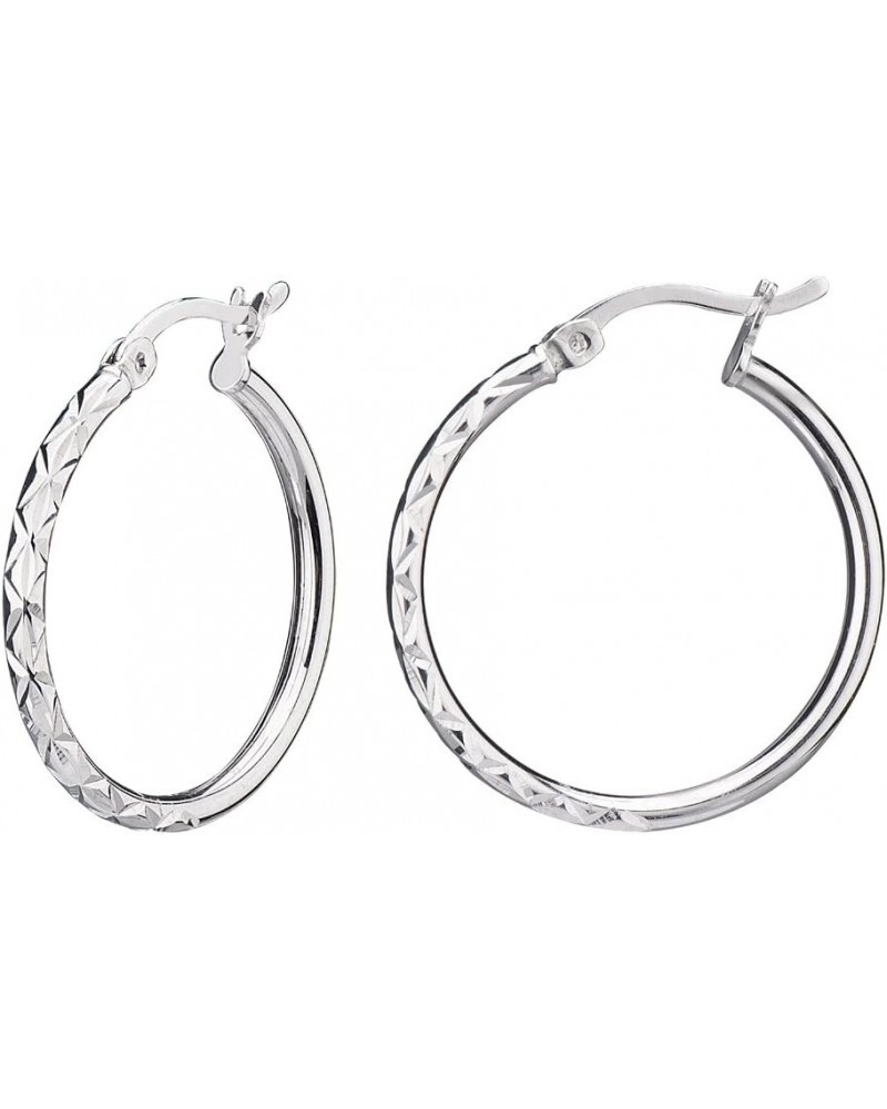 G&H Sterling Silver 25mm Click-Top Hoop Earrings with Diamond Cut $12.49 Earrings