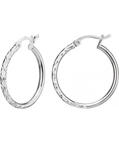 G&H Sterling Silver 25mm Click-Top Hoop Earrings with Diamond Cut $12.49 Earrings