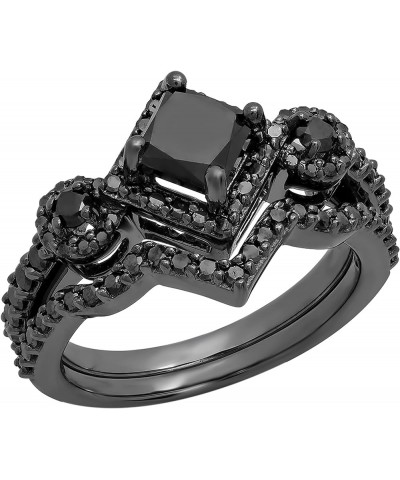 2.10 ctw Black Rhodium Plated Princess Diamond Bridal Chevron Engagement Ring Set in 925 Sterling Silver 4.5 $114.16 Others