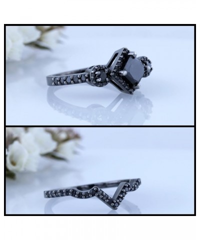 2.10 ctw Black Rhodium Plated Princess Diamond Bridal Chevron Engagement Ring Set in 925 Sterling Silver 4.5 $114.16 Others