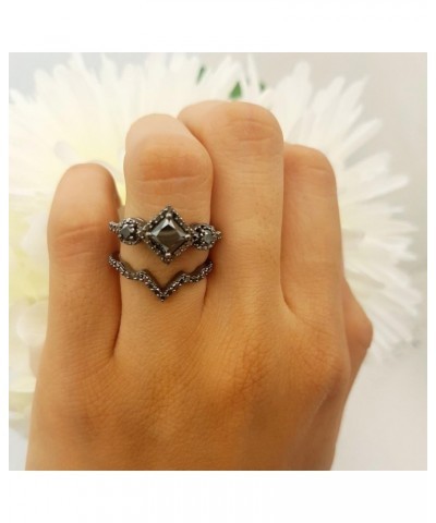 2.10 ctw Black Rhodium Plated Princess Diamond Bridal Chevron Engagement Ring Set in 925 Sterling Silver 4.5 $114.16 Others