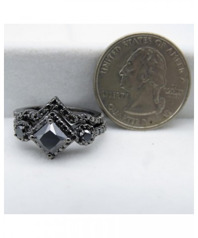 2.10 ctw Black Rhodium Plated Princess Diamond Bridal Chevron Engagement Ring Set in 925 Sterling Silver 4.5 $114.16 Others