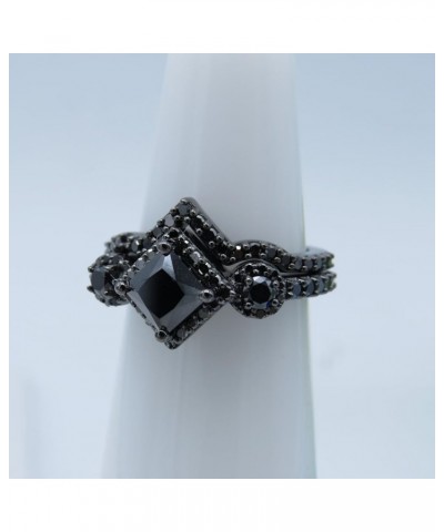 2.10 ctw Black Rhodium Plated Princess Diamond Bridal Chevron Engagement Ring Set in 925 Sterling Silver 4.5 $114.16 Others