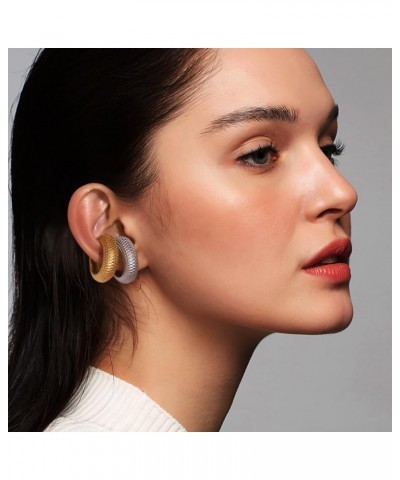 6 Pairs Chunky Gold Silver Ear Cuffs Earrings for Women Non Piercing 14K Gold Plated Chunky Round Huggie Minimalism Ear Clip ...