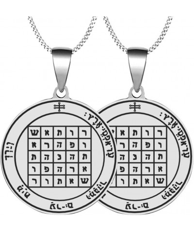 2PCS Set Mens Womens Second Pentacle of Saturn Key of Solomon Stainless Steel Amulet Magic Protection Pendants Necklaces 2XSi...