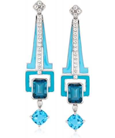 6.90 ct. t.w. London, Sky and White Topaz Drop Earrings With Blue Enamel in Sterling Silver $125.40 Earrings