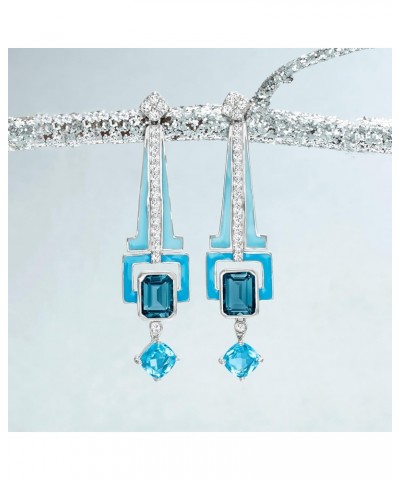 6.90 ct. t.w. London, Sky and White Topaz Drop Earrings With Blue Enamel in Sterling Silver $125.40 Earrings