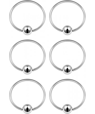 6PCS Captive Ring Ball Cartilage Tragus Nose Septum Earrings Eyebrow Piercing Jewelry More Colors and Size 20g - 10mm - Steel...