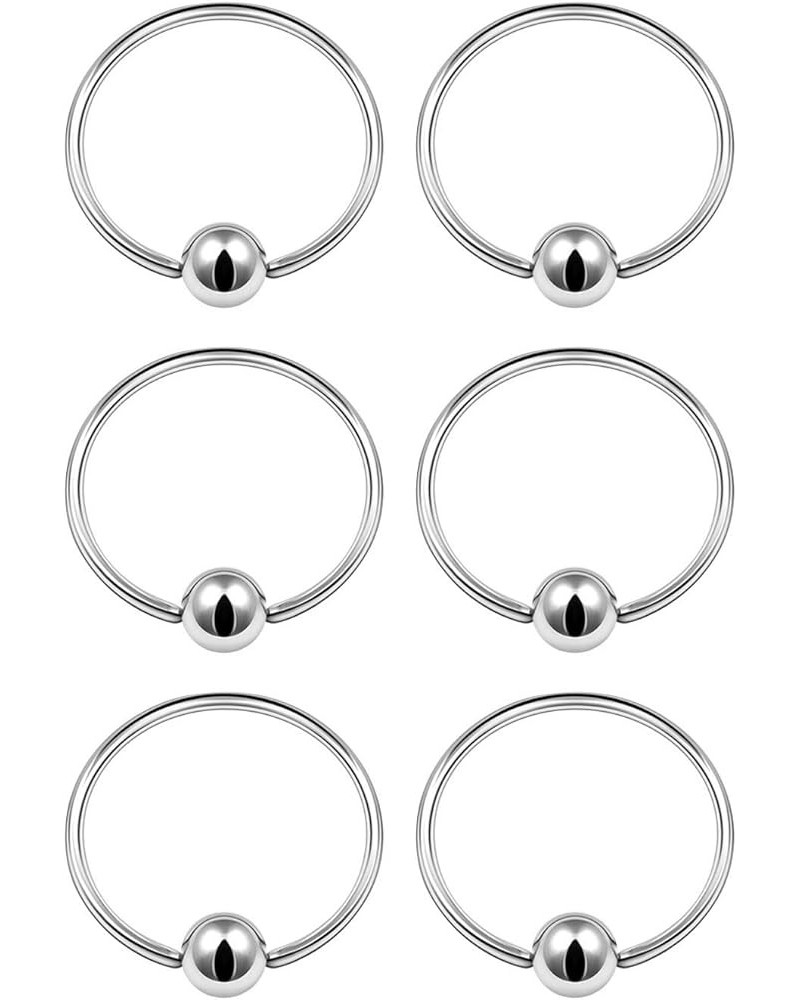 6PCS Captive Ring Ball Cartilage Tragus Nose Septum Earrings Eyebrow Piercing Jewelry More Colors and Size 20g - 10mm - Steel...