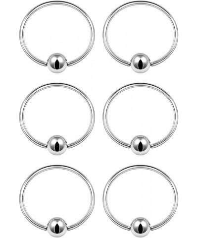 6PCS Captive Ring Ball Cartilage Tragus Nose Septum Earrings Eyebrow Piercing Jewelry More Colors and Size 20g - 10mm - Steel...