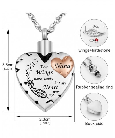 Heart Cremation Necklace for Ashes Cremation Jewelry with 12 Birthstones Urn Necklace for Ashes-Your Wings were Ready but My ...