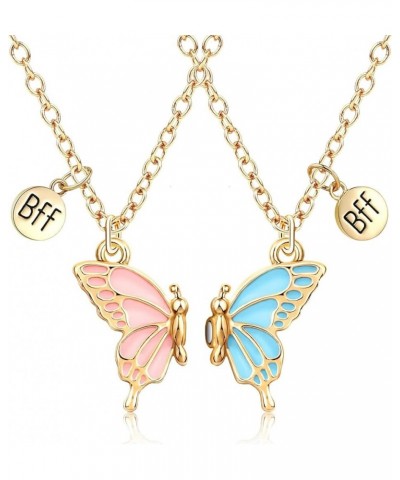 BFF Necklace for 2-Split Butterfly Friendship Necklace Best Friend Forever Colored Butterfly BFF Pendant Best Friend Necklace...