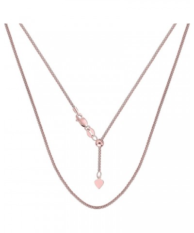 14k Rose Solid Real Gold Adjustable Popcorn Link Chain Necklace, 1.3mm, 22 $126.17 Necklaces