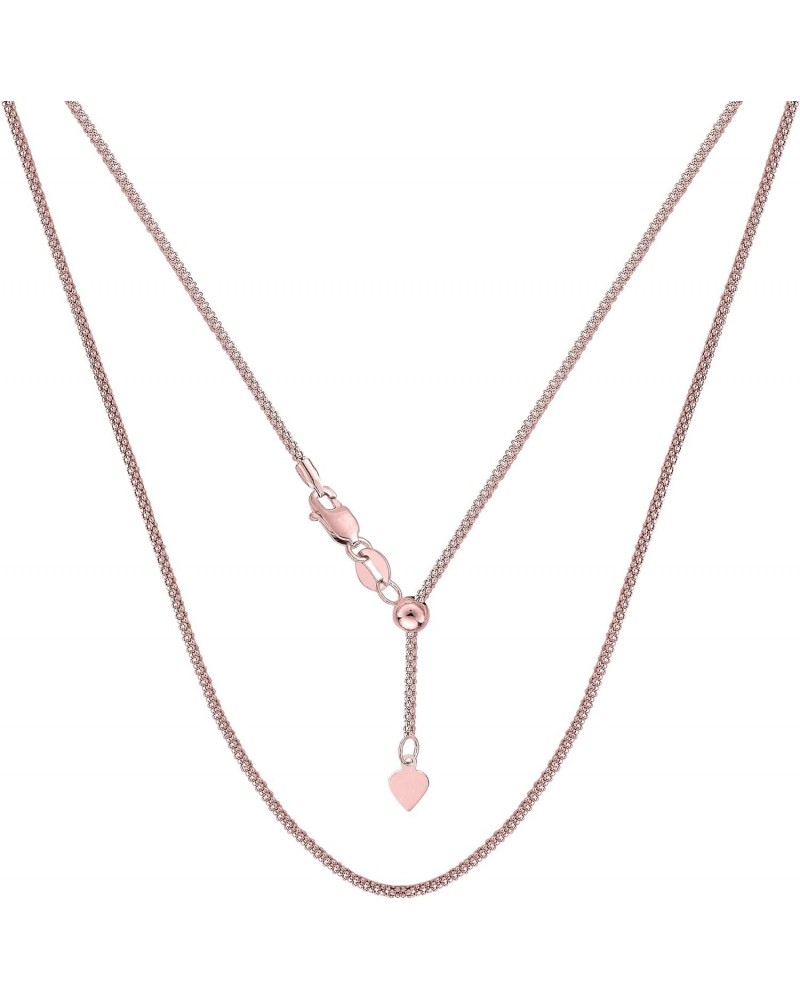 14k Rose Solid Real Gold Adjustable Popcorn Link Chain Necklace, 1.3mm, 22 $126.17 Necklaces