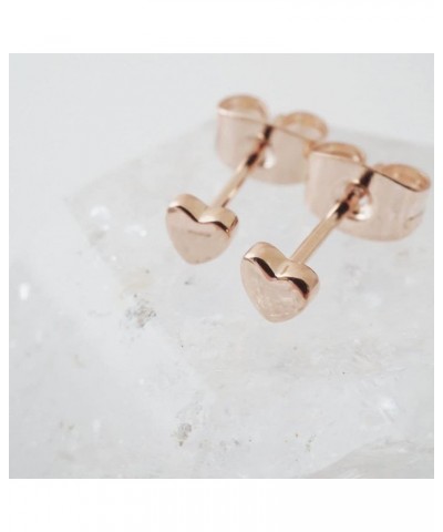 Tiny Heart Stud Earrings in Gold, Rose Gold, or Silver | Minimalist, Delicate Jewelry Rose Gold $10.25 Earrings