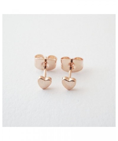 Tiny Heart Stud Earrings in Gold, Rose Gold, or Silver | Minimalist, Delicate Jewelry Rose Gold $10.25 Earrings